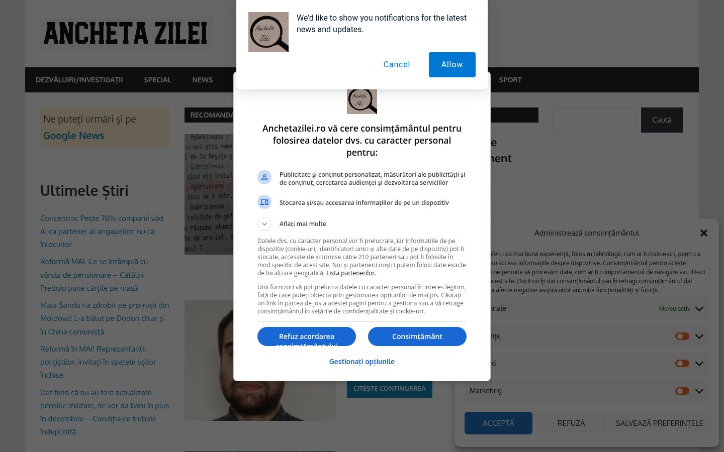 Zrzut ekranu banera zgody wyświetlanego przed jakąkolwiek interakcją