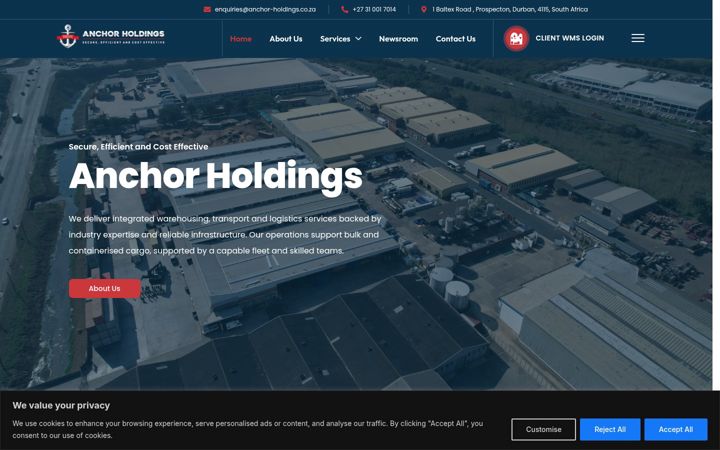 Screenshot of anchor-holdings.co.za