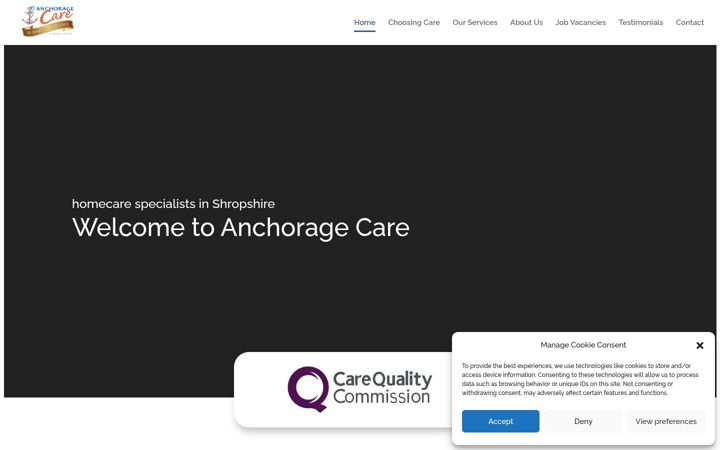 Captura de ecrã de anchoragecare.co.uk