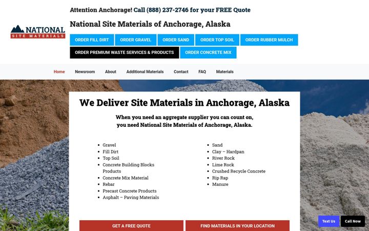 Screenshot of anchoragesitematerials.com