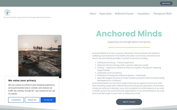 Screenshot of anchoredminds.ie