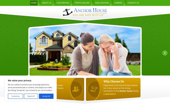 Screenshot of anchorhousealaska.com