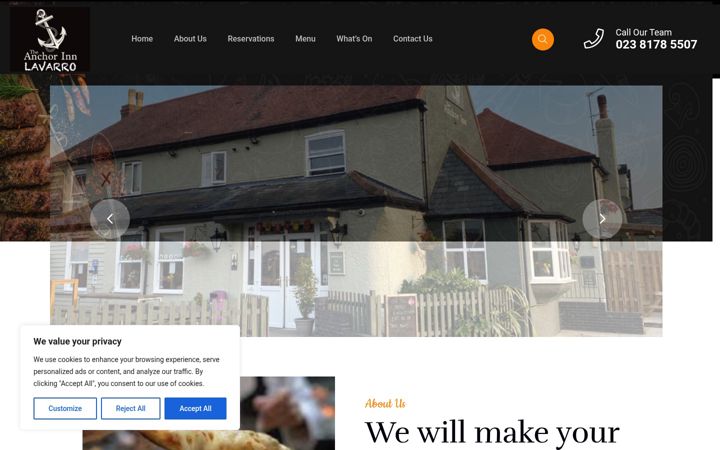 Captura de ecrã de anchorinn-totton.co.uk