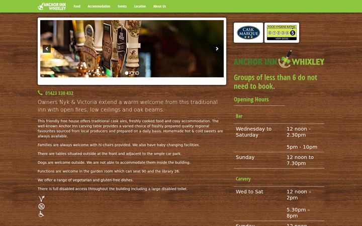 Screenshot of anchorinnwhixley.com