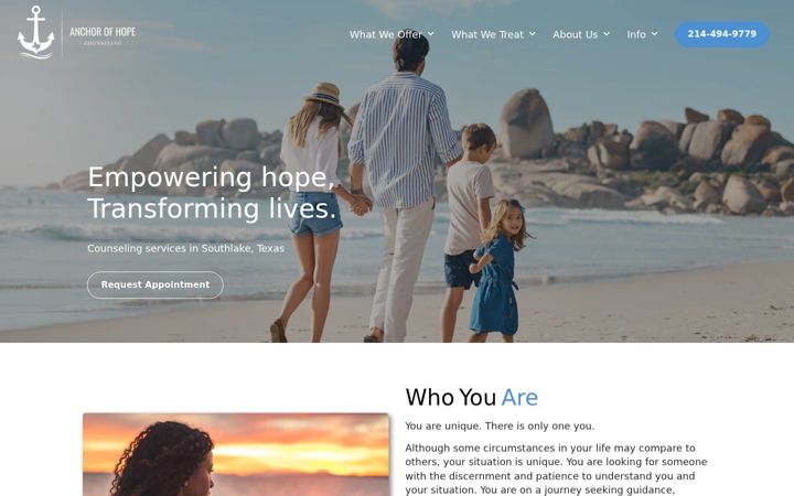 Screenshot of anchorofhopecounselingllc.com