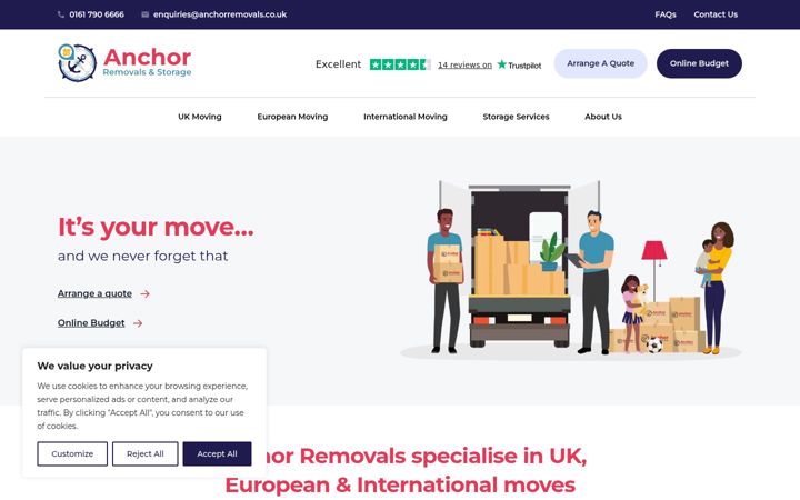 Screenshot of anchorremovals.co.uk
