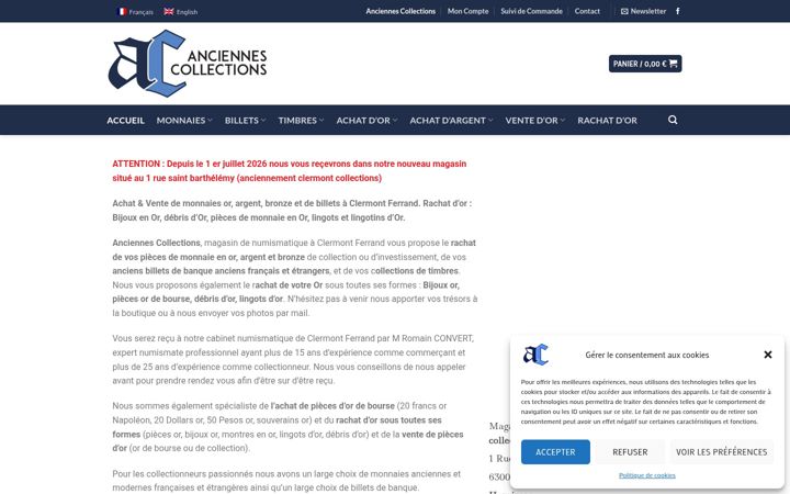 Screenshot of anciennes-collections.com