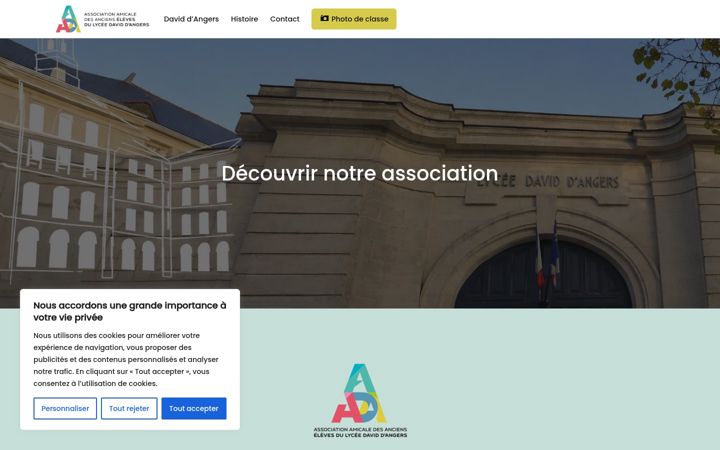 Screenshot of anciens-lycee-david-angers.com