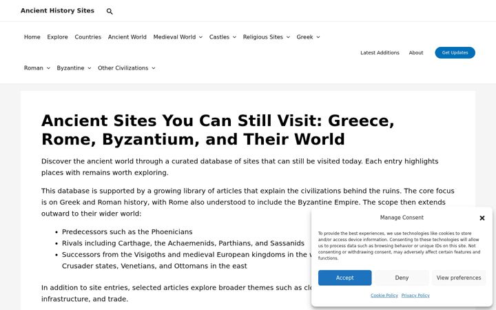 Screenshot of ancient-history-sites.com