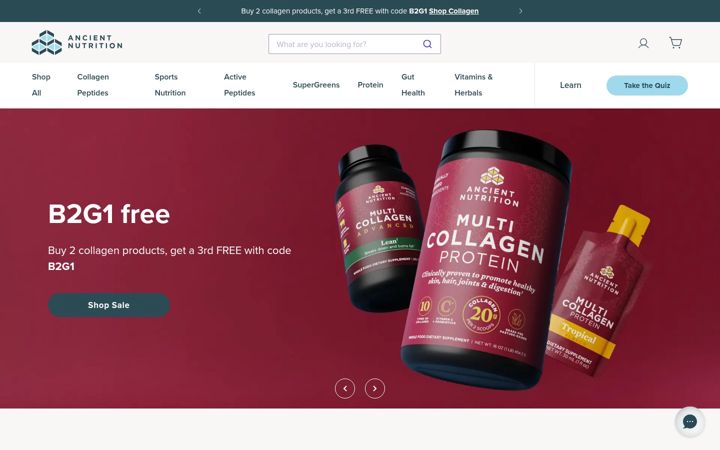 Screenshot of ancientnutrition.com