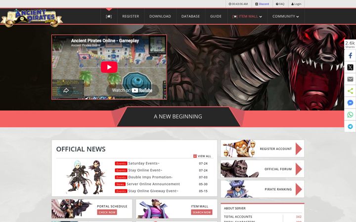 Screenshot of ancientpirates.com