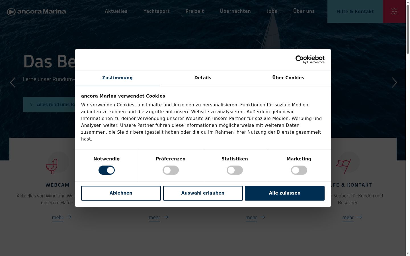 Screenshot του banner συγκατάθεσης που εμφανίστηκε πριν από οποιαδήποτε αλληλεπίδραση