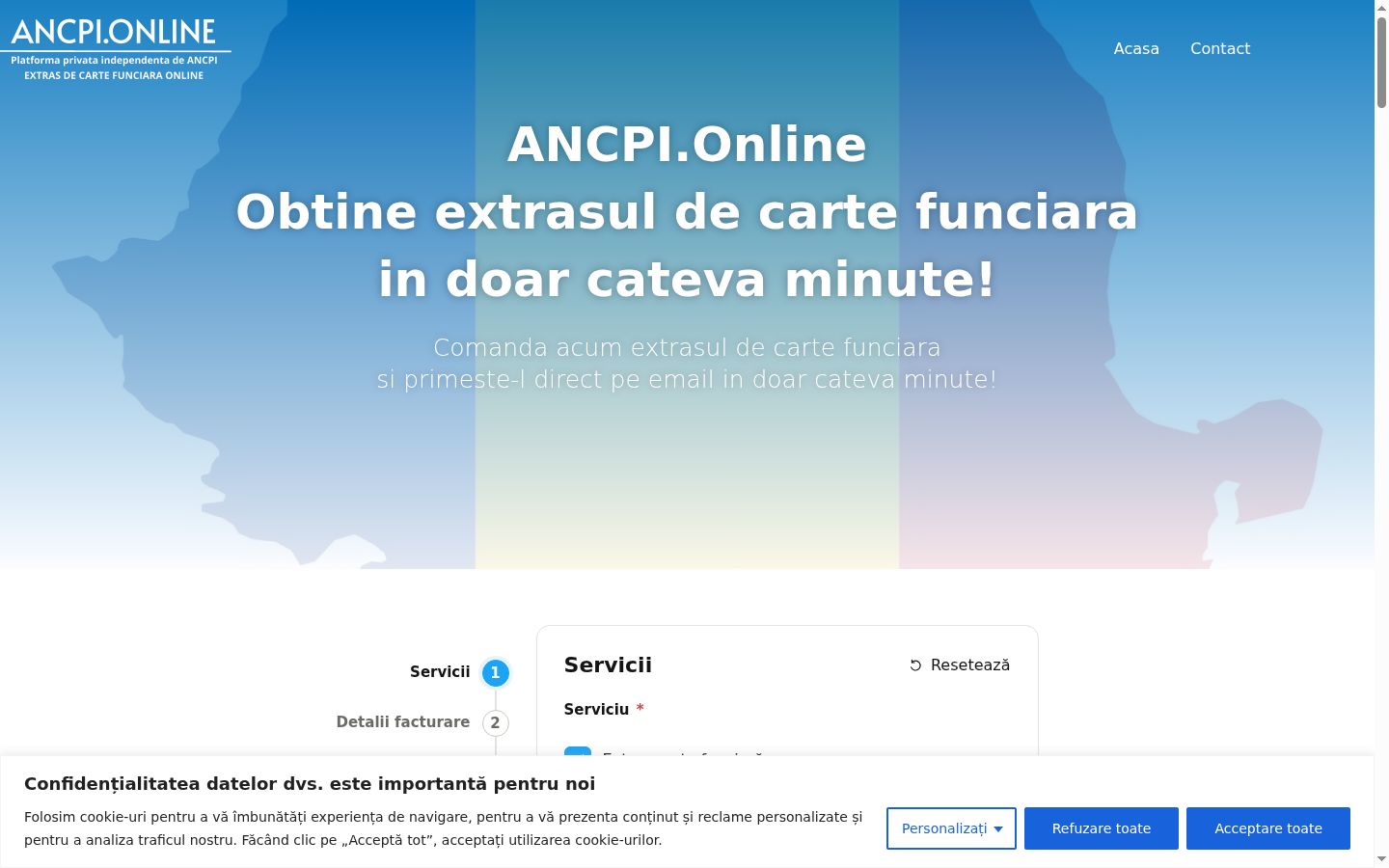 Screenshot del banner di consenso mostrato prima di qualsiasi interazione