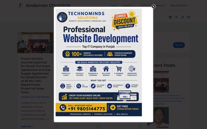 Screenshot of andamanchronicle.net