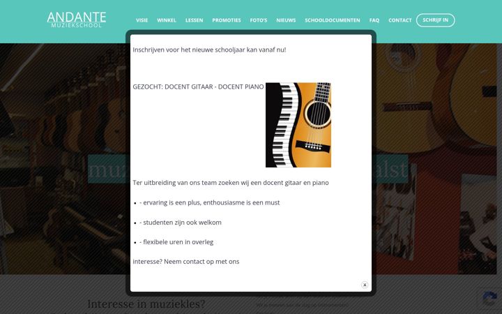 Skärmbild av andantemuziekschool.be