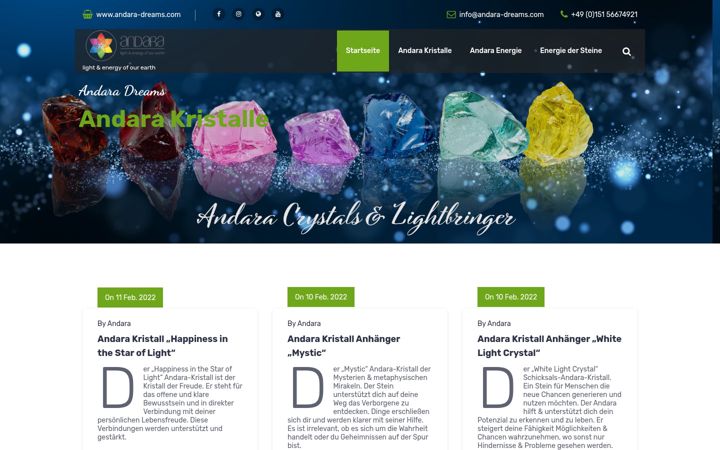Screenshot of andara-crystals.de