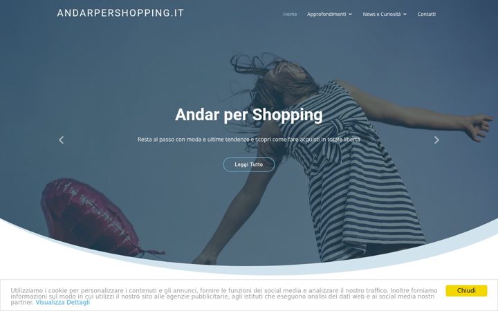 Екранна снимка на andarpershopping.it