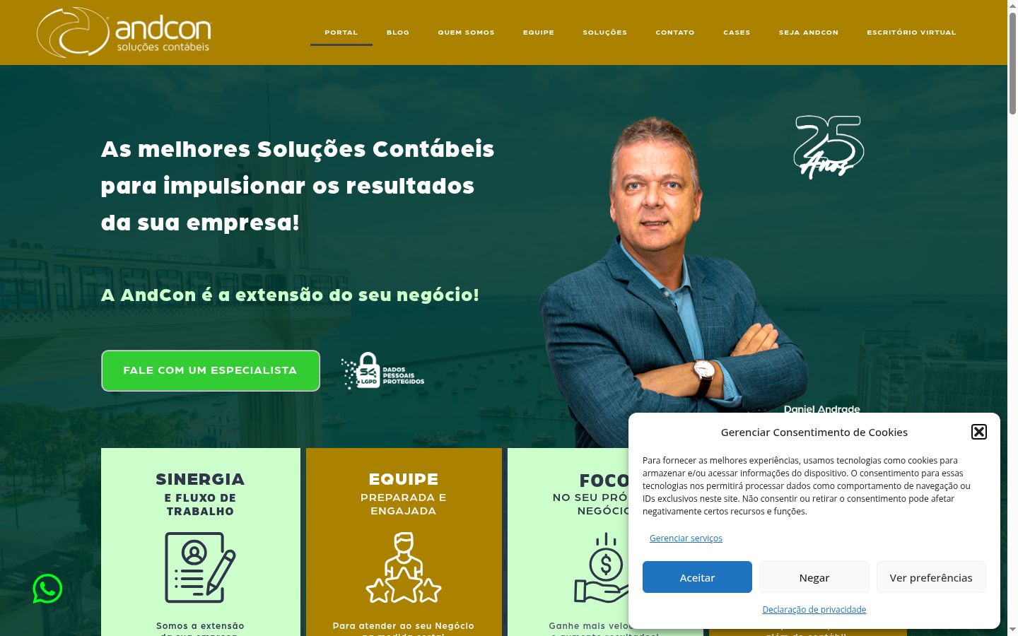 Captura de pantalla del banner de consentimiento mostrado antes de cualquier interacción