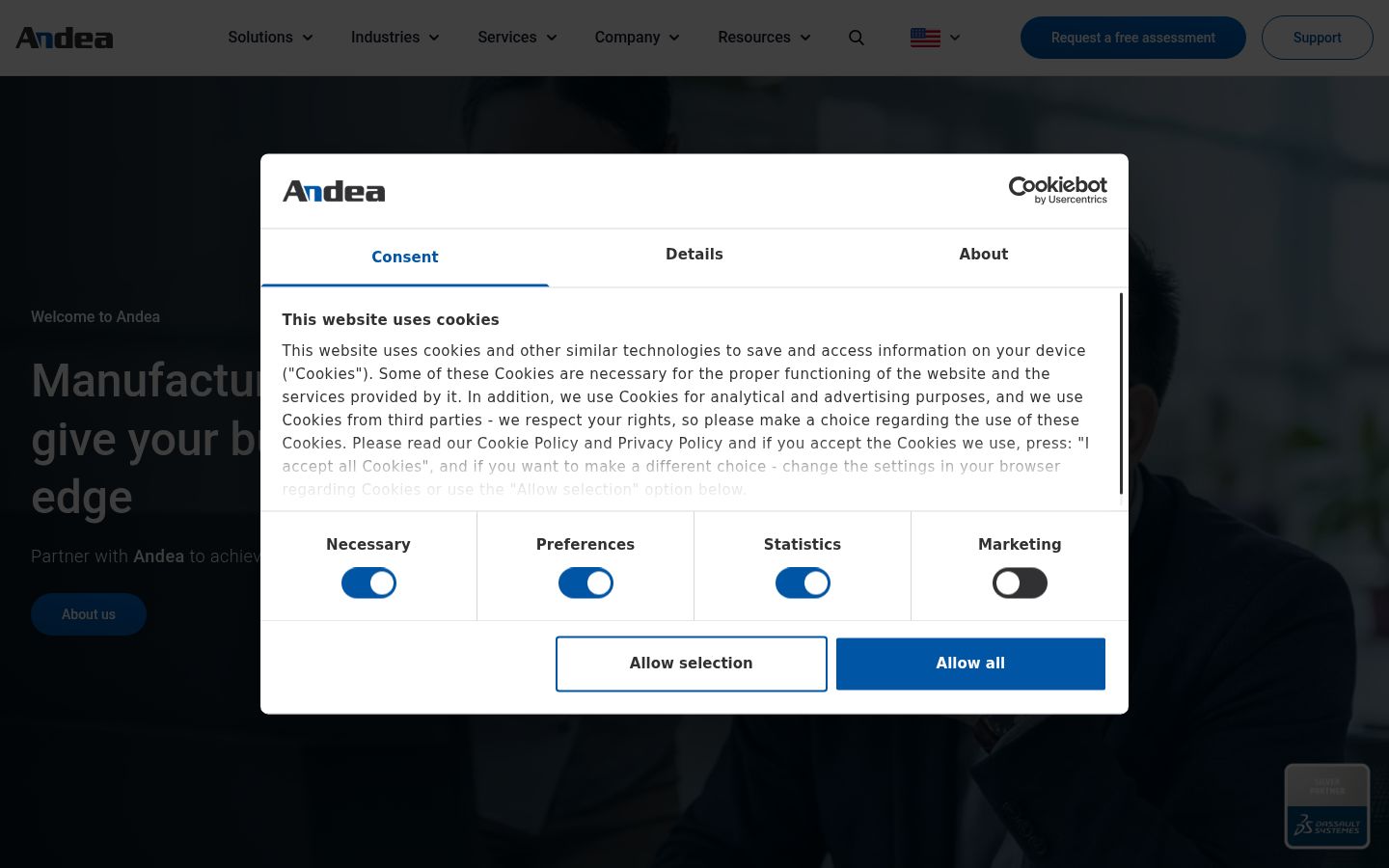 Screenshot of the consent banner shown before any interaction