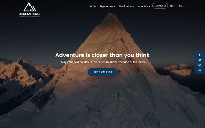 Captura de ecrã de andeanpeaks.com.br