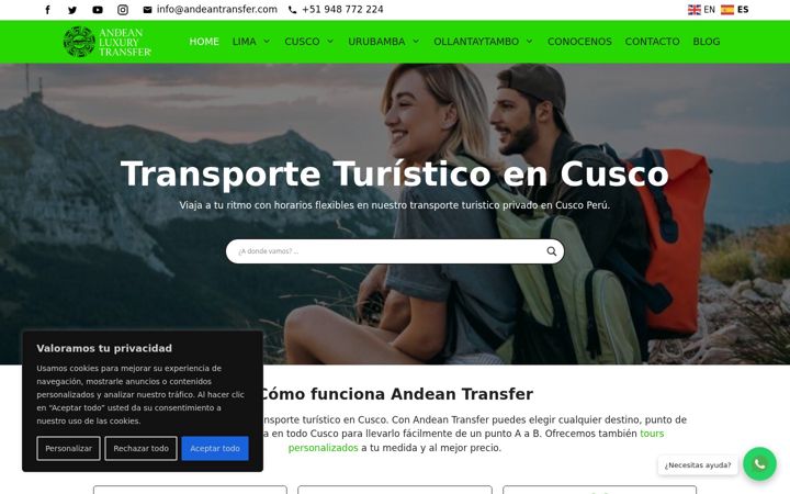 Screenshot of andeantransfer.com