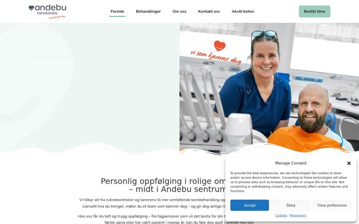 Screenshot of andebutannklinikk.no