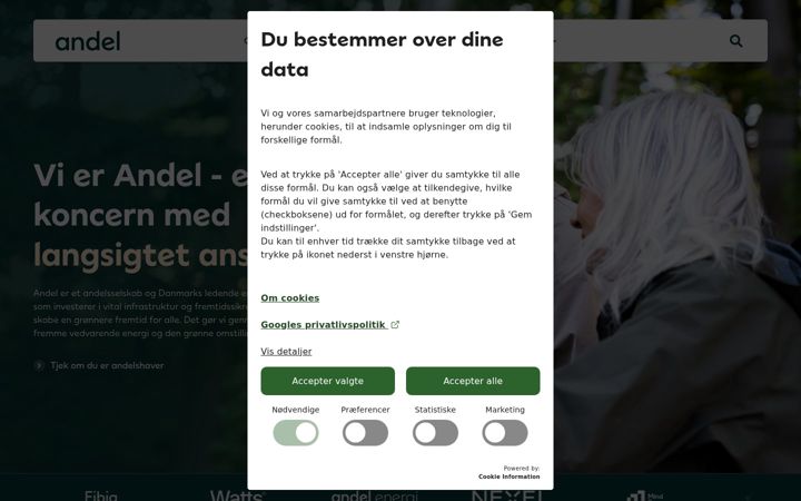 Screenshot stránky andel.dk