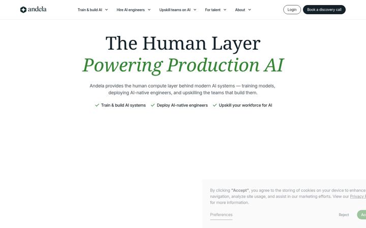 Screenshot di andela.com