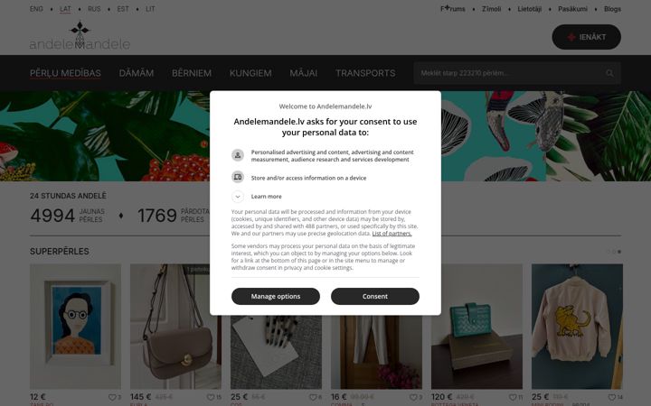 Screenshot of andelemandele.lv