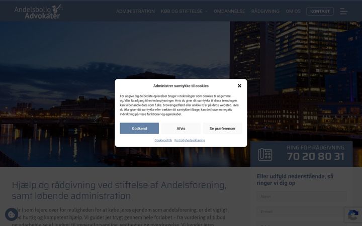 Screenshot stránky andelsboligadvokater.dk