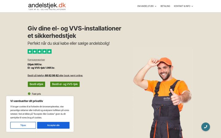 Screenshot of andelstjek.dk