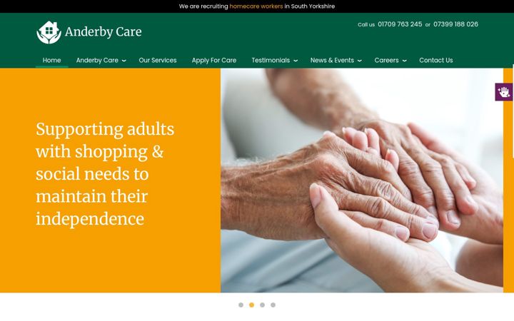 Captura de pantalla de anderbycare.co.uk