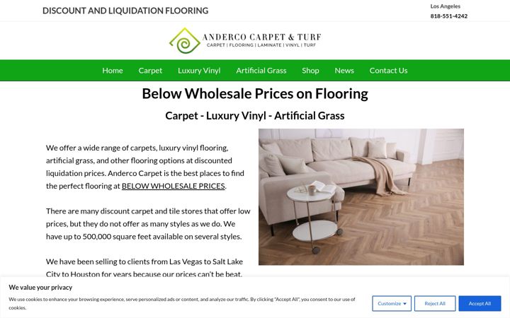 Screenshot of andercocarpet.com
