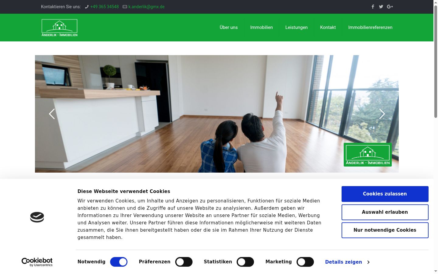 Screenshot of the consent banner shown before any interaction