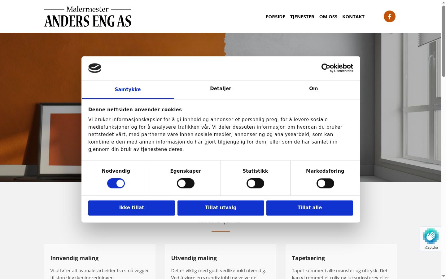 Captura de ecrã do banner de consentimento apresentado antes de qualquer interação