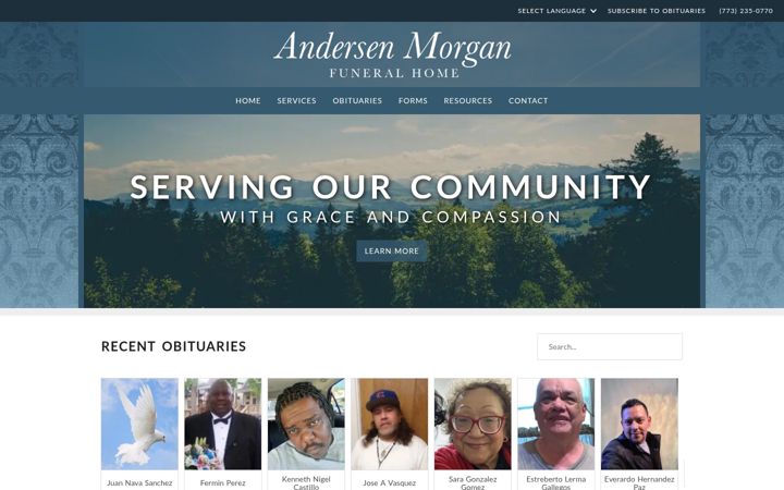 Screenshot of andersenmorganfuneralhome.com
