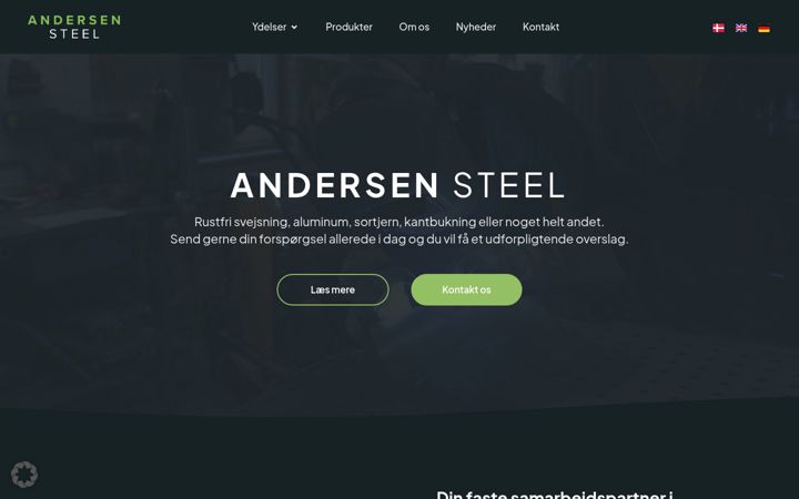 Екранна снимка на andersenssteel.dk