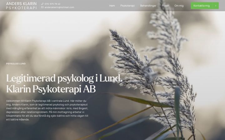 Zrzut ekranu andersklarinpsykolog.se