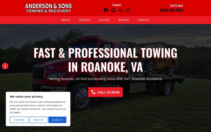 Screenshot of andersonandsonstowing.com