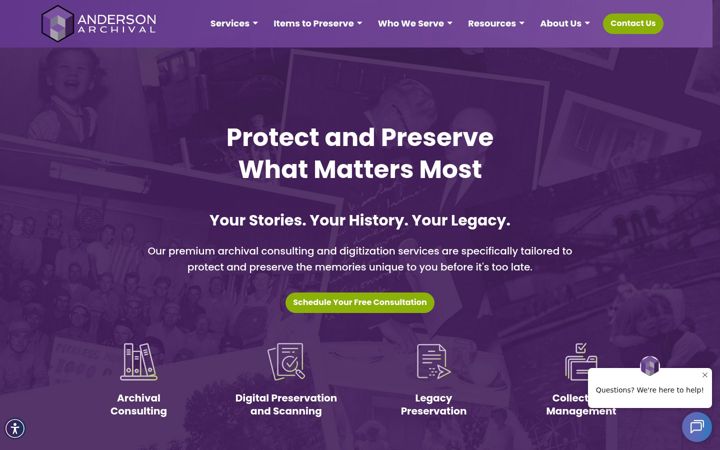 Screenshot of andersonarchival.com