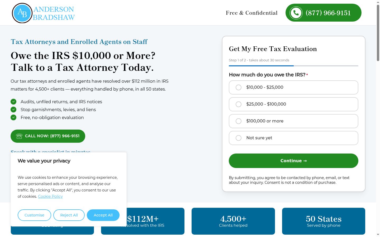 Screenshot del banner di consenso mostrato prima di qualsiasi interazione