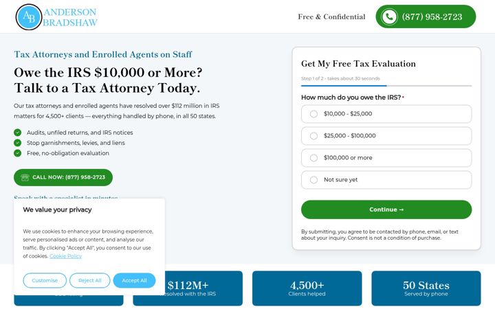Screenshot of andersonbradshaw.com