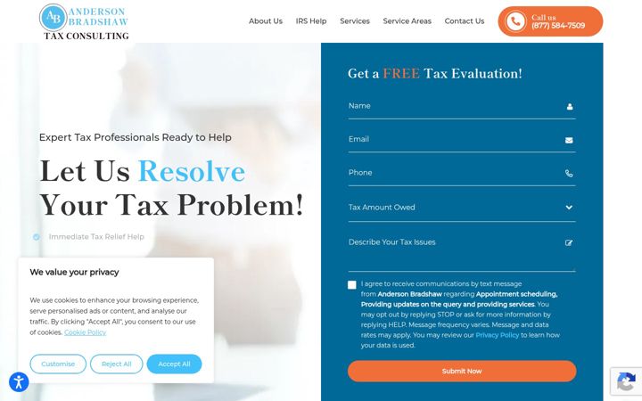 Screenshot of andersonbradshawtax.com