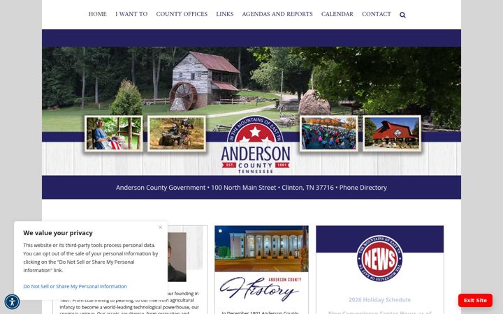 Screenshot of andersoncountytn.gov