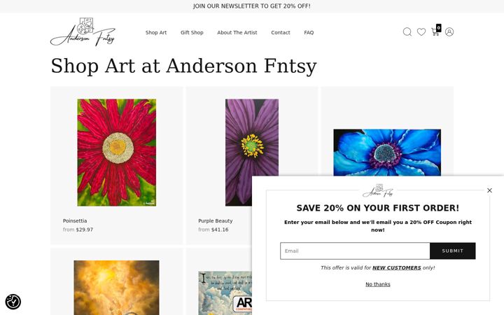Screenshot of andersonfantasy.com