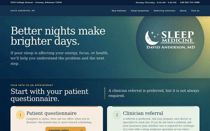 Screenshot of andersonsleep.com