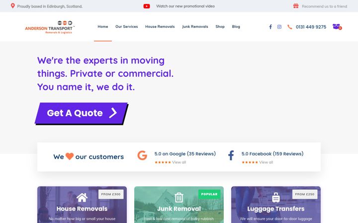 Screenshot of andersontransport.co.uk