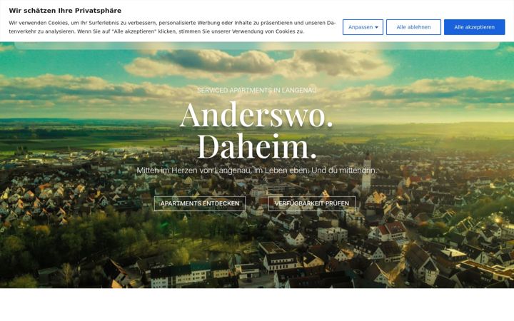 Screenshot of anderswo-apartments.de