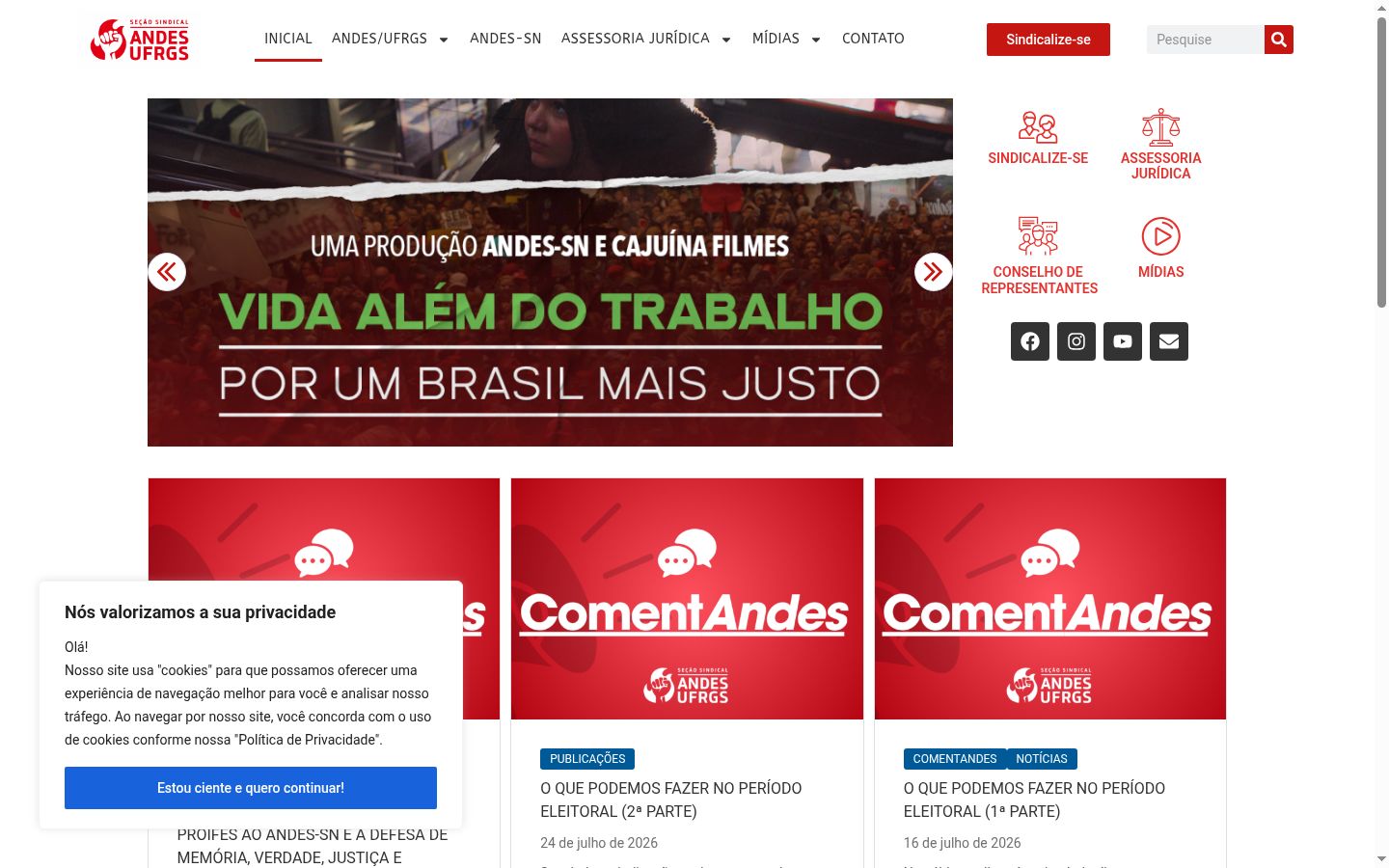 Screenshot of the consent banner shown before any interaction
