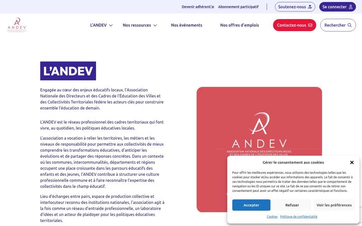 Captura de ecrã de andev.fr